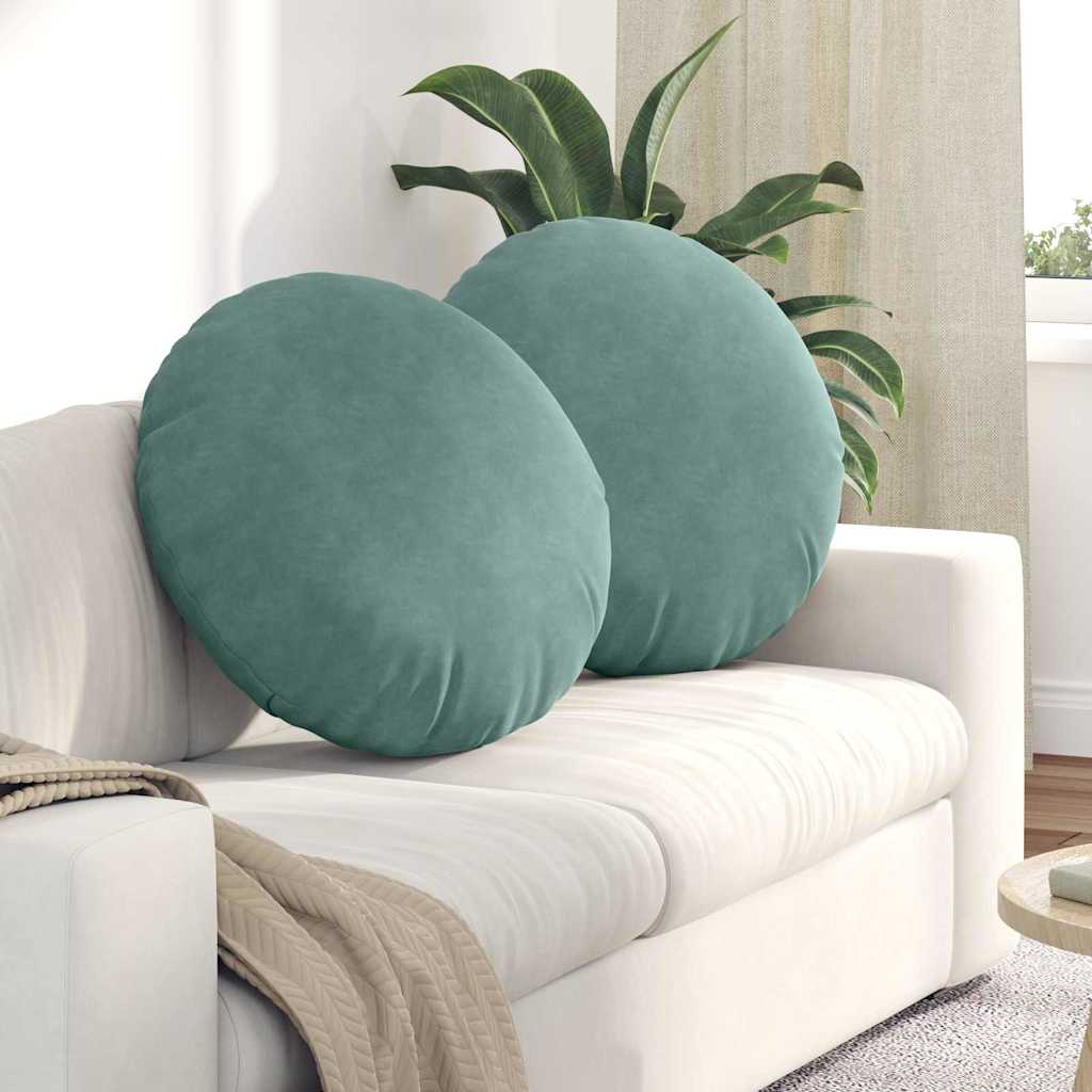 Cuscini seduta Vidaxx 2 pezzi verde mare ø 40 x 13 cm velluto