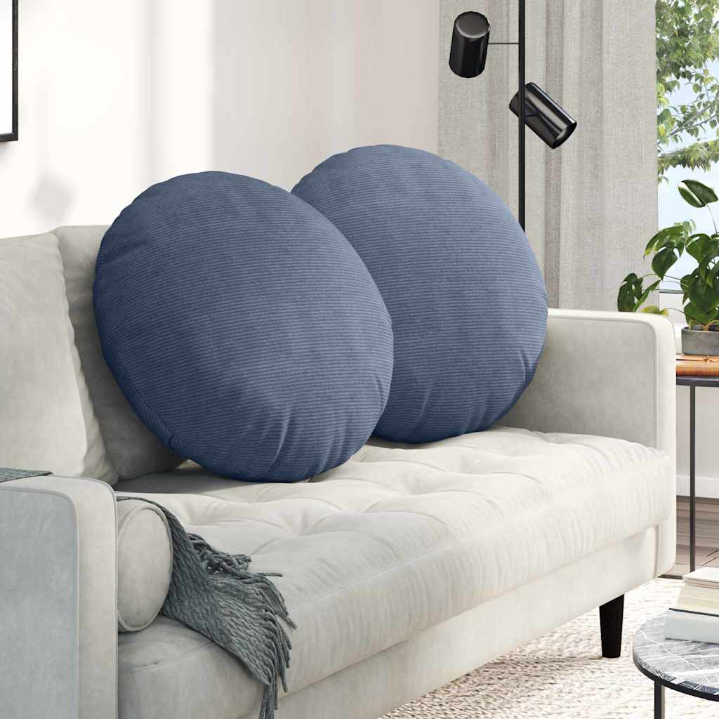 Cuscini seduta VidaXL 2 pz blu ø 80 cm tessuto di cotone