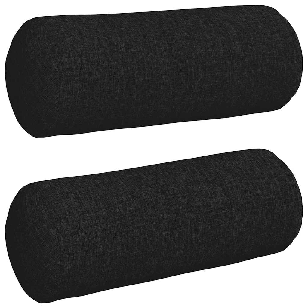 Cuscini a rullo VidaXL 2 pezzi in tessuto nero ø 15 x 40 cm
