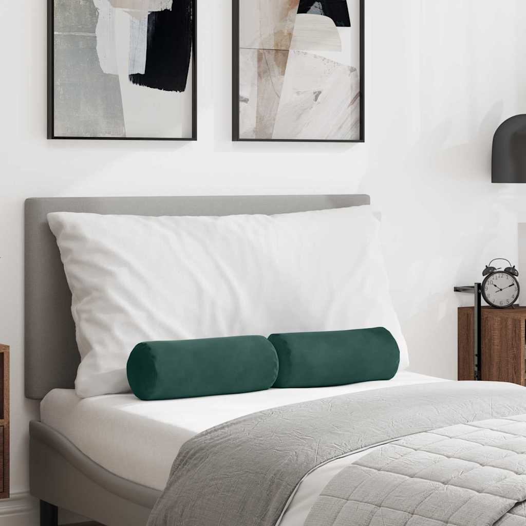 Cuscini a rullo VidaXL 2 pezzi in tessuto di corda verde scuro ø 15 x 40 cm