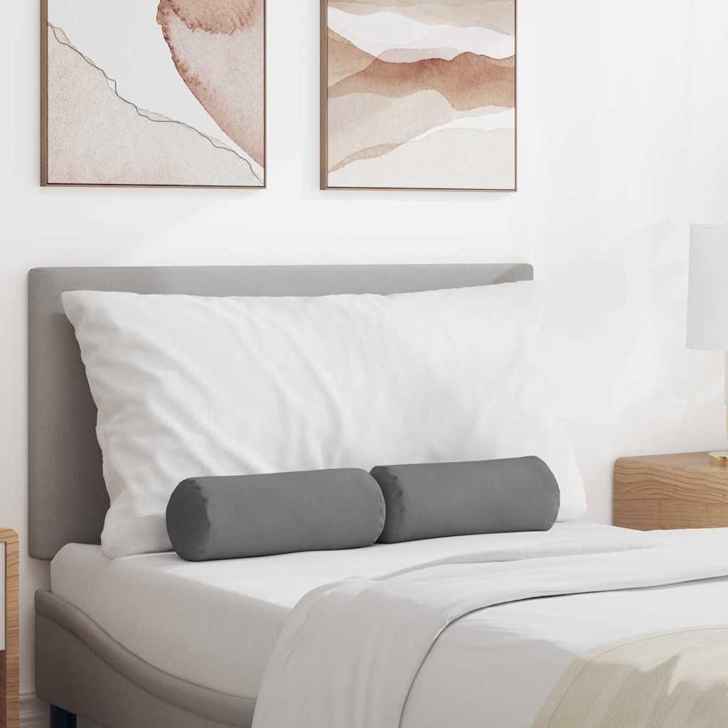 Cuscini a rullo VidaXL 2 pezzi in tessuto microfibra grigio scuro ø 15 x 40 cm
