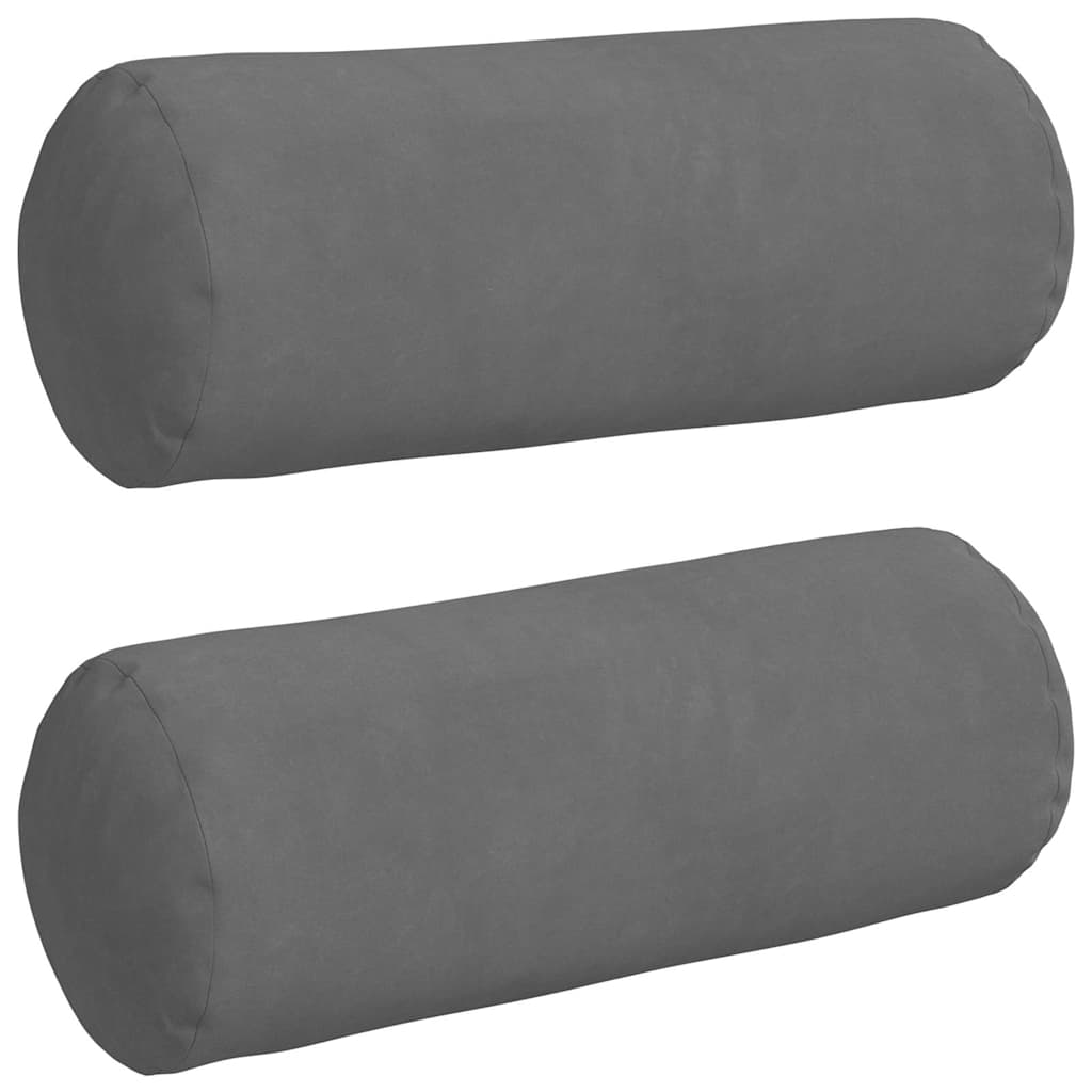 Cuscini a rullo VidaXL 2 pezzi in tessuto microfibra grigio scuro ø 15 x 40 cm