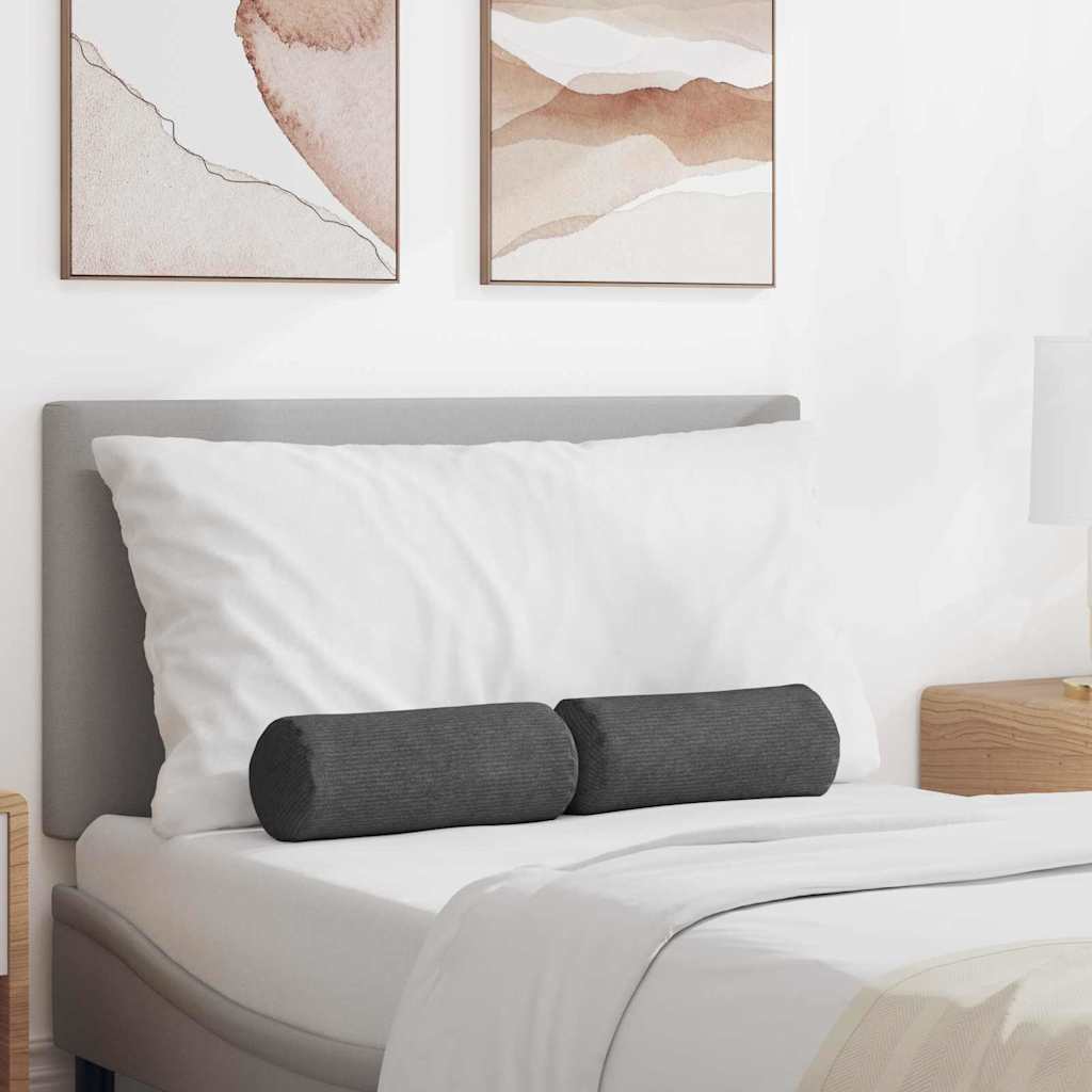 Cuscini a rullo VidaXL 2 pezzi in tessuto a corde grigio scuro ø 15 x 40 cm