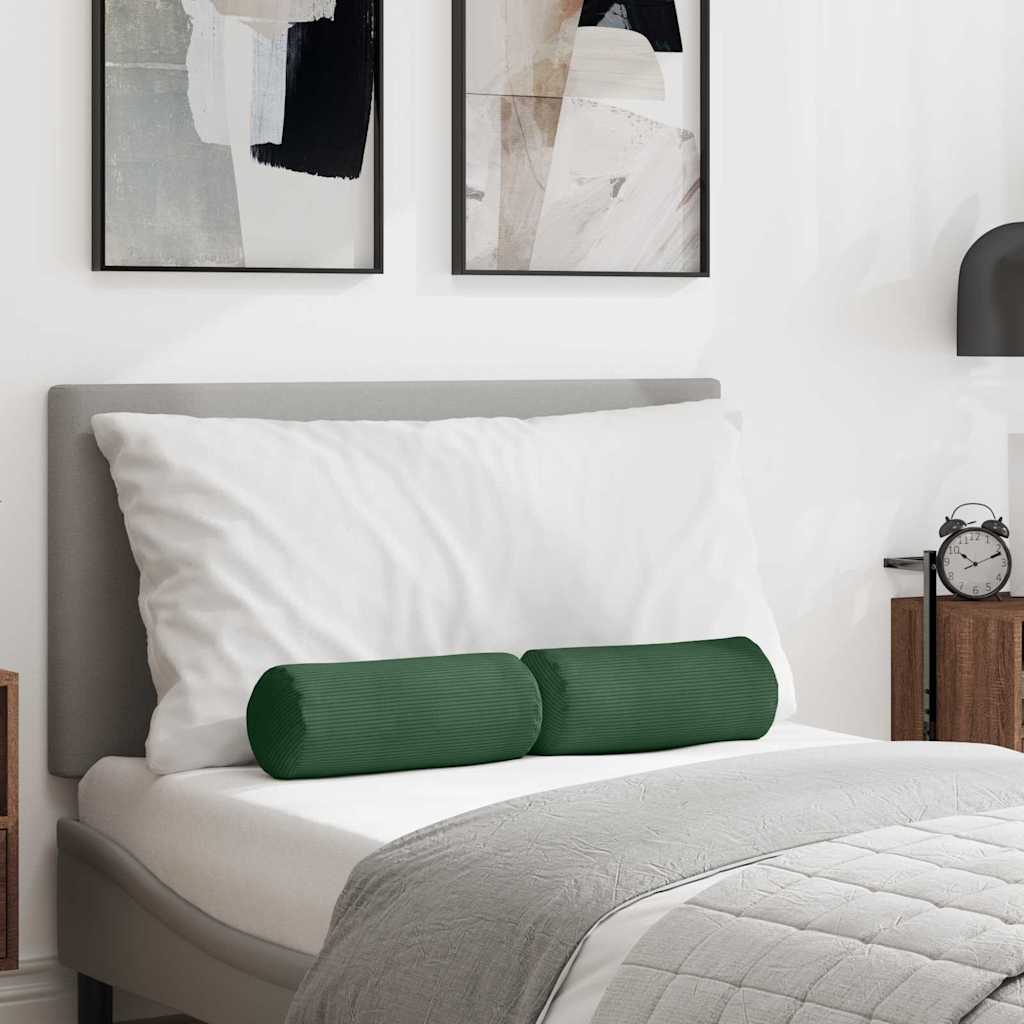 Cuscini a rullo VidaXL 2 pezzi in tessuto di corda verde scuro ø 15 x 40 cm