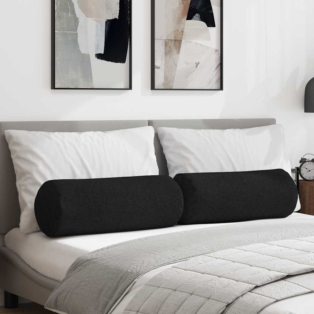Cuscini a rullo VidaXL 2 pezzi in tessuto nero ø 25 x 70 cm