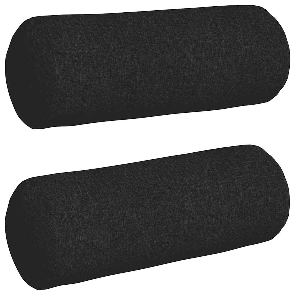 Cuscini a rullo VidaXL 2 pezzi in tessuto nero ø 25 x 70 cm