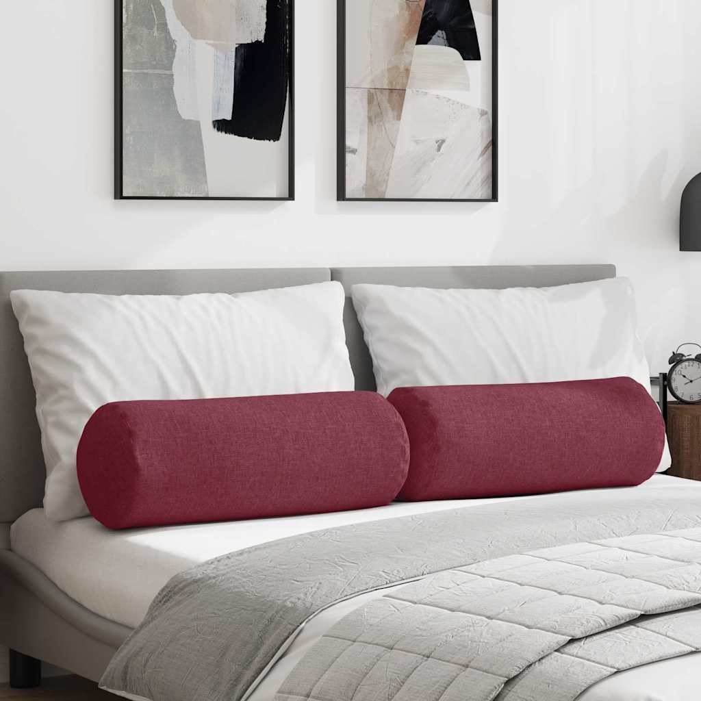 Cuscini a rullo VidaXL 2 pezzi in tessuto rosso vino ø 25 x 70 cm