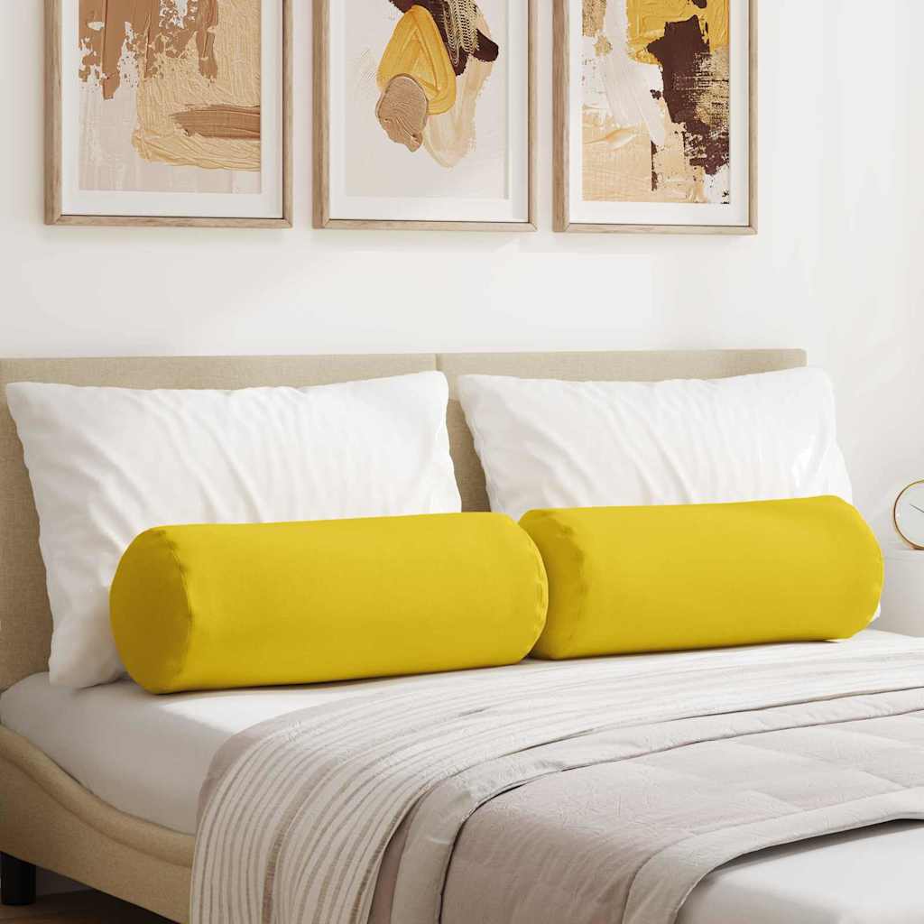 Cuscini a rullo VidaXL 2 pezzi in tessuto giallo chiaro ø 25 x 70 cm