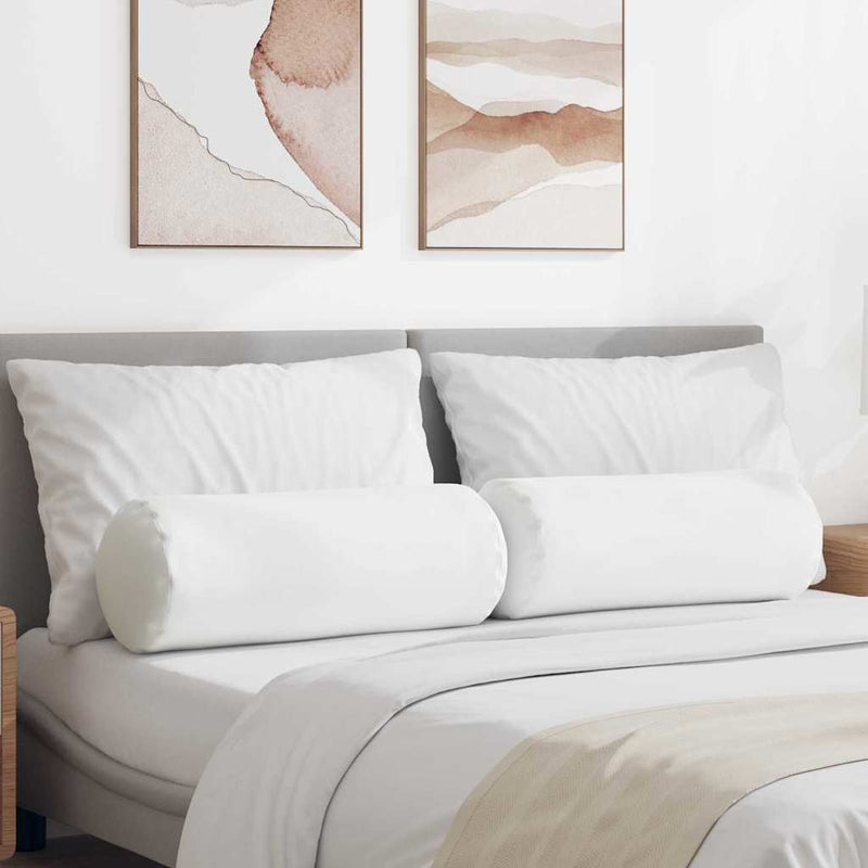 Cuscini a rullo VidaXL 2 pezzi in tessuto bianco ø 25 x 70 cm