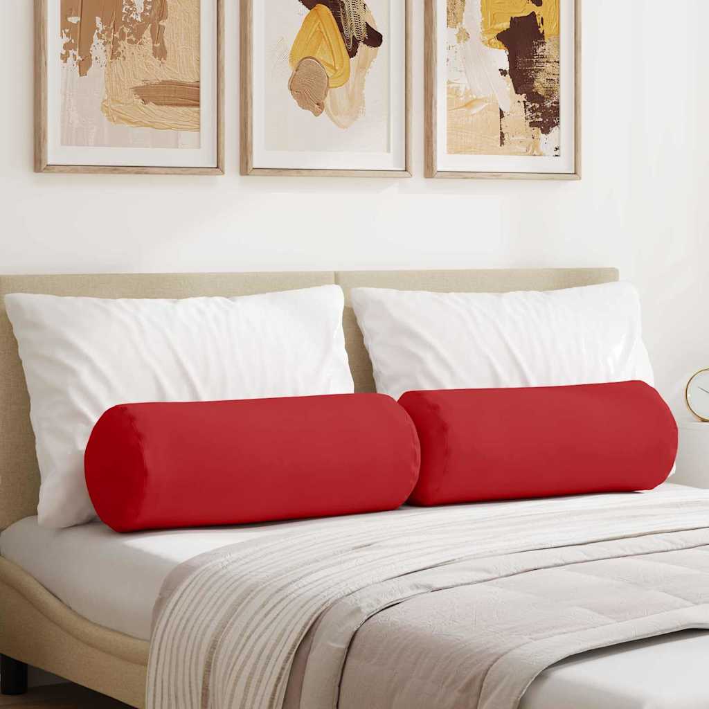 Cuscini a rullo VidaXL 2 pezzi in tessuto rosso ø 25 x 70 cm