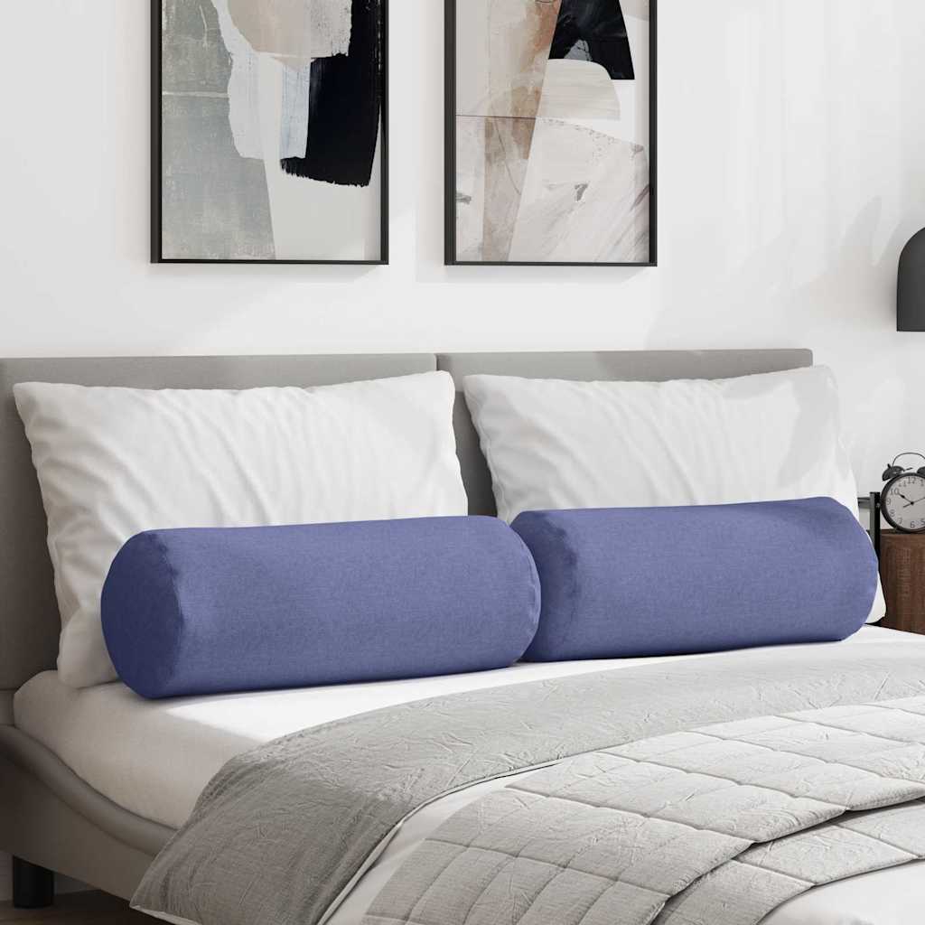 VidaXL cuscini a rullo 2 pezzi in tessuto blu jeans ø 25 x 70 cm