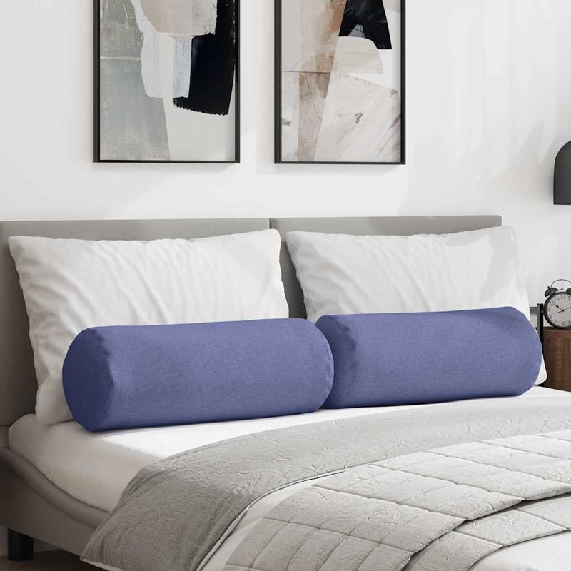 VidaXL cuscini a rullo 2 pezzi in tessuto blu jeans ø 25 x 70 cm