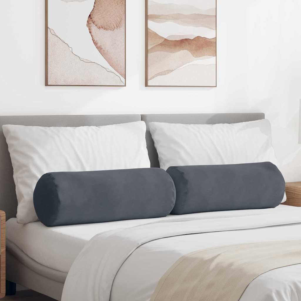Cuscini a rullo VidaXL 2 pezzi in tessuto di corda grigio scuro ø 25 x 70 cm