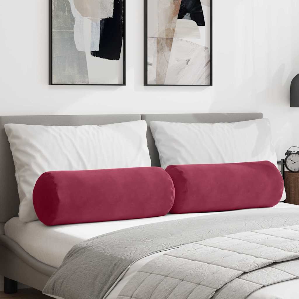 Cuscini a rullo VidaXL 2 pezzi rosso vino ø 25 x 70 cm in tessuto a corde