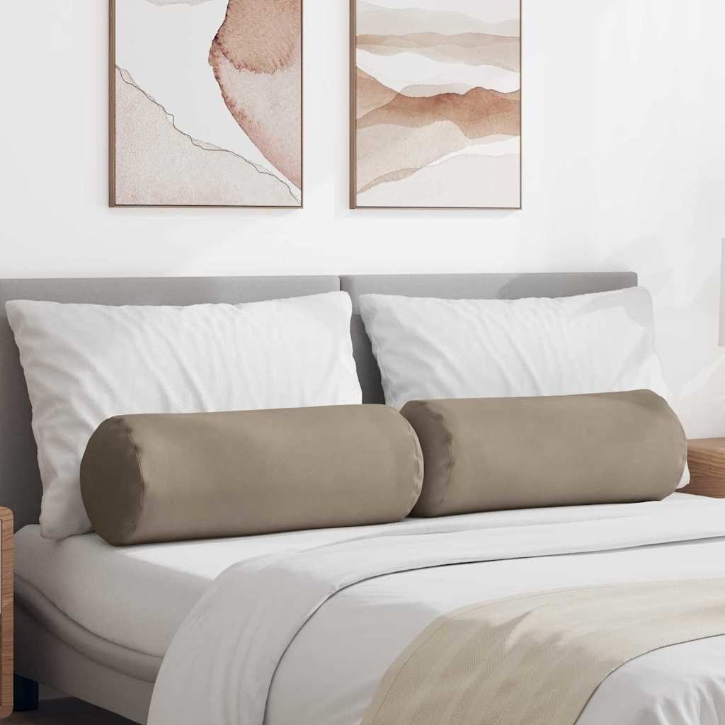 VidaXL cuscini a rullo 2 pezzi tortora ø 25 x 70 cm tessuto in microfibra