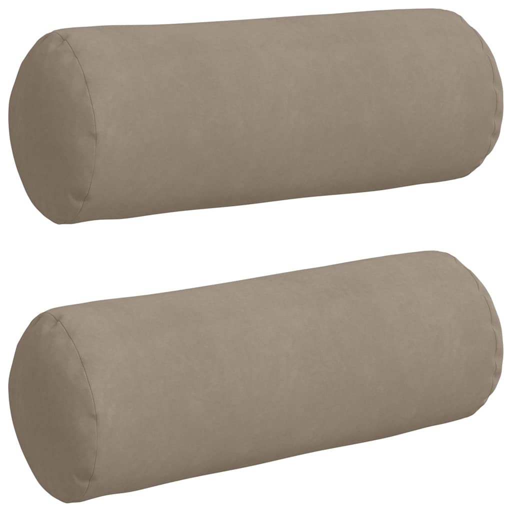 VidaXL cuscini a rullo 2 pezzi tortora ø 25 x 70 cm tessuto in microfibra