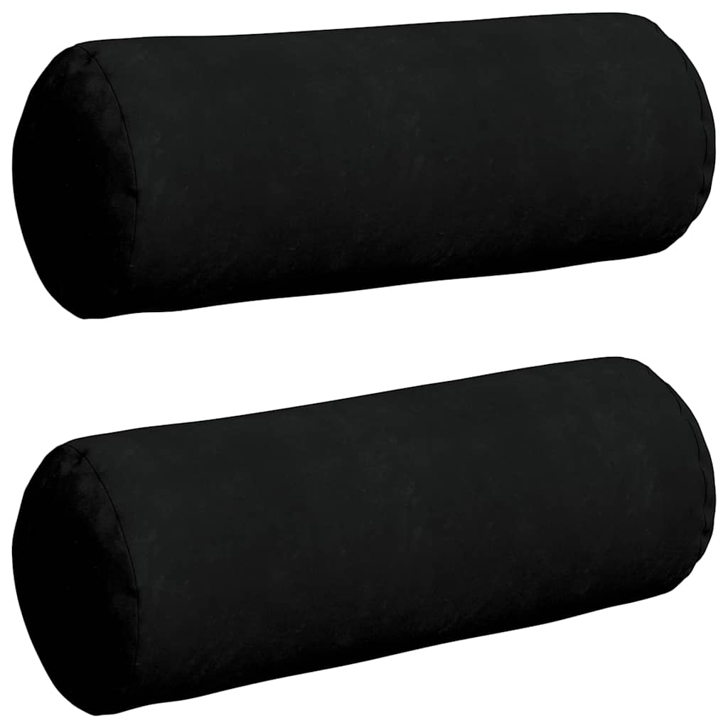 Cuscini a rullo VidaXL 2 pezzi in tessuto microfibra nero ø 25 x 70 cm