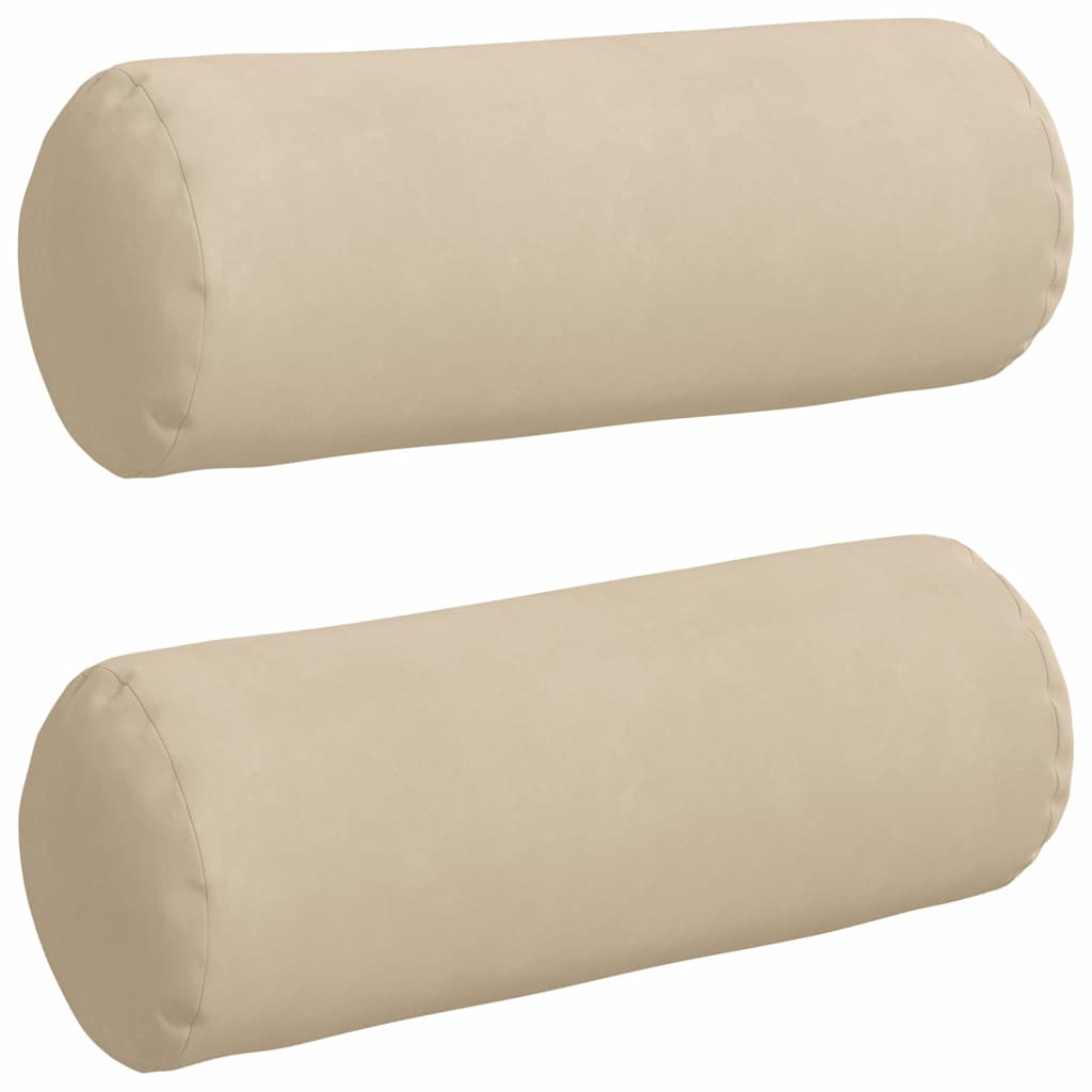 Cuscini a rullo VidaXL 2 pezzi crema ø 25 x 70 cm in tessuto microfibra