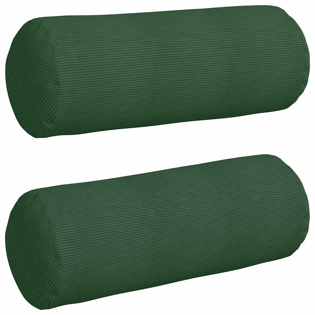 Cuscini a rullo VidaXL 2 pezzi in tessuto a corde verde scuro ø 25 x 70 cm