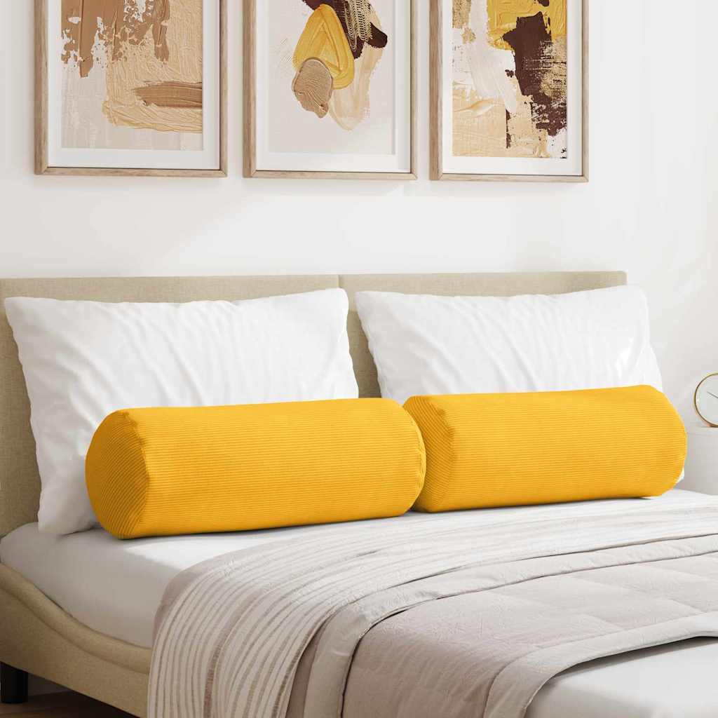 Cuscini a rullo VidaXL 2 pezzi tessuto a corde giallo chiaro ø 25 x 70 cm