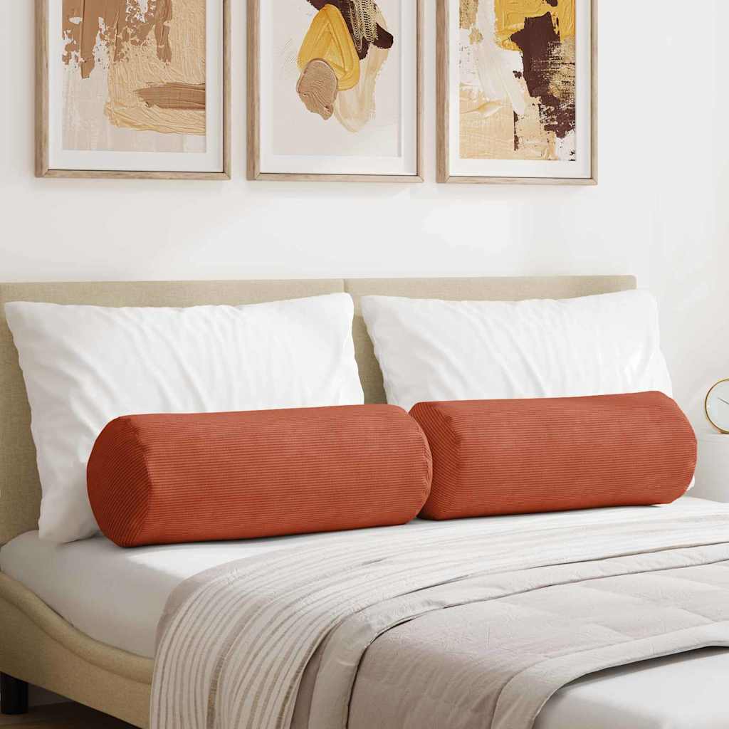 Cojines laterales VidaXL 2 piezas rojo-naranja ø 25 x 70 cm tela de pana