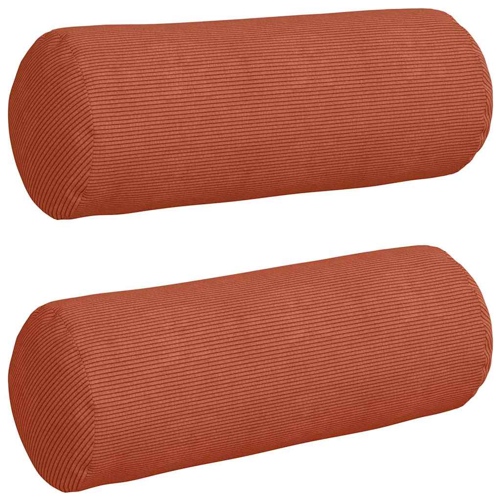 Cojines laterales VidaXL 2 piezas rojo-naranja ø 25 x 70 cm tela de pana
