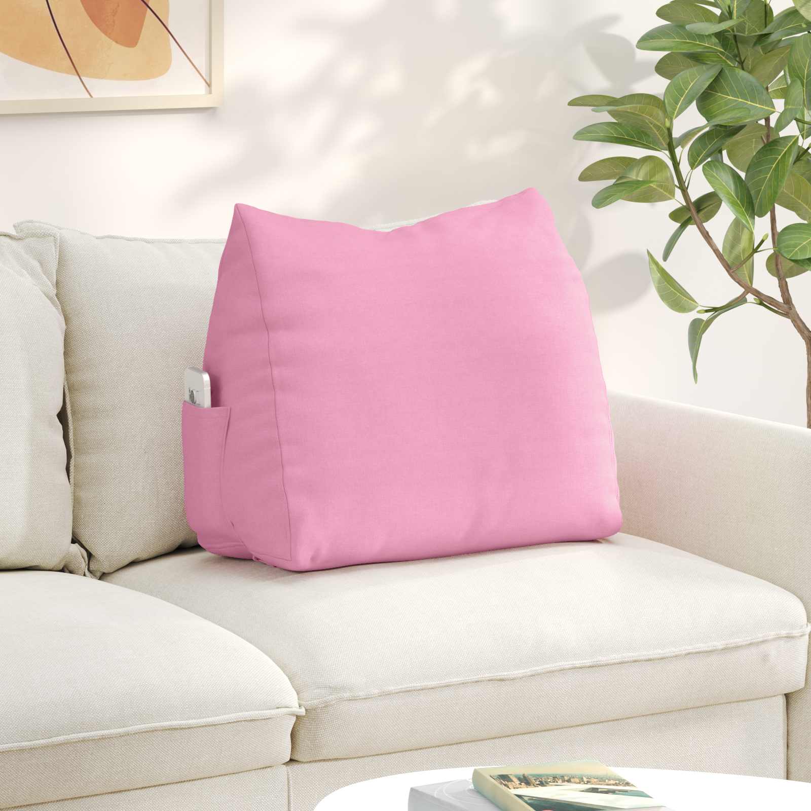 Vidaxl rugkussen roze 60 x 20 x 50 cm stof