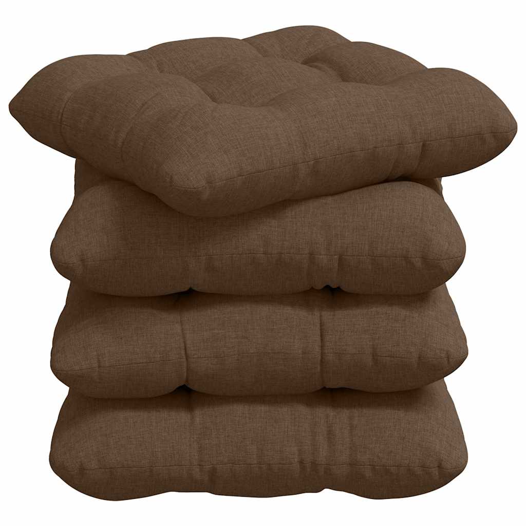 Cuscini per sedili VidaXL 4 pezzi in tessuto marrone 40 x 40 x 12 cm