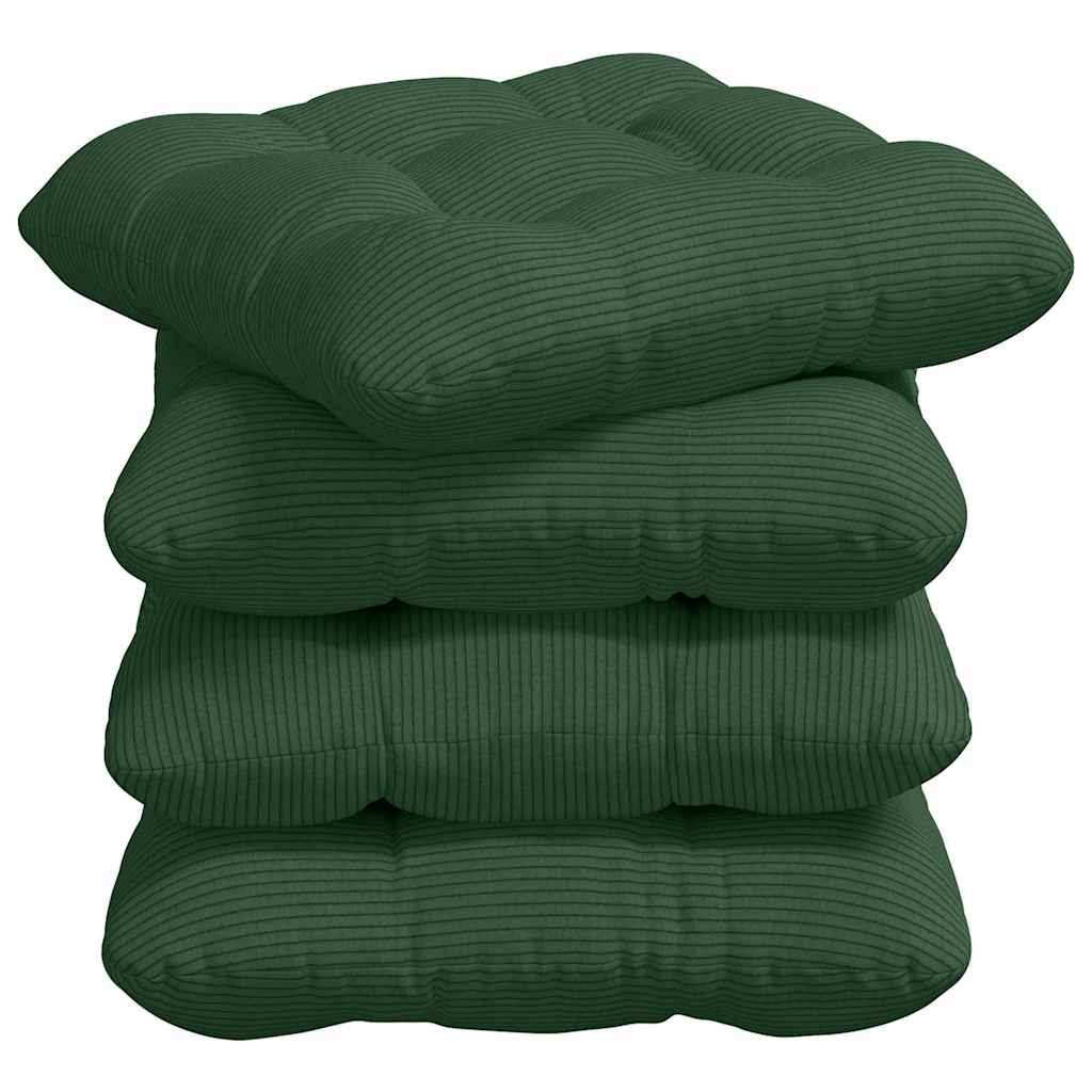 Cuscini da seduta VidaXL 4 pezzi in tessuto di cotone verde scuro 40 x 40 cm