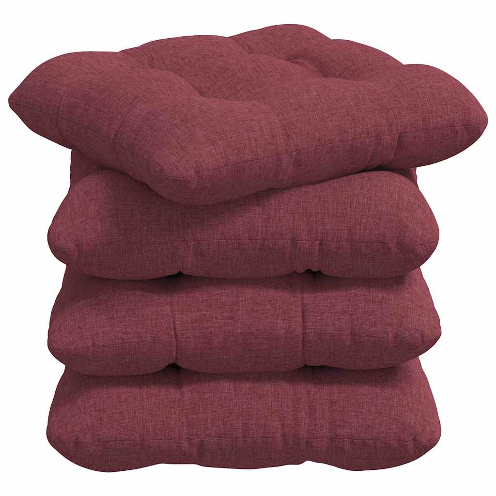Vidaxl zitkussens 4 pcs wijnrood 45 x 45 x 12 cm stof