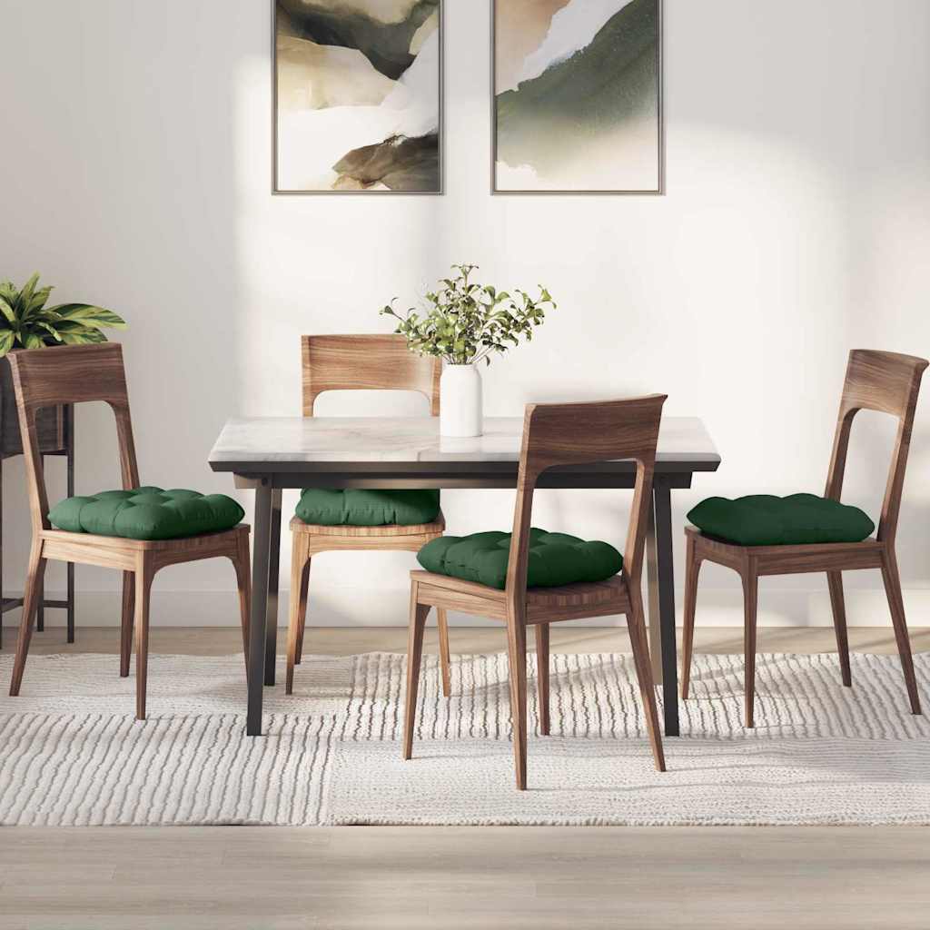 Cojines de asiento VidaXL 4 piezas tejido de algodón verde oscuro 45 x 45 cm