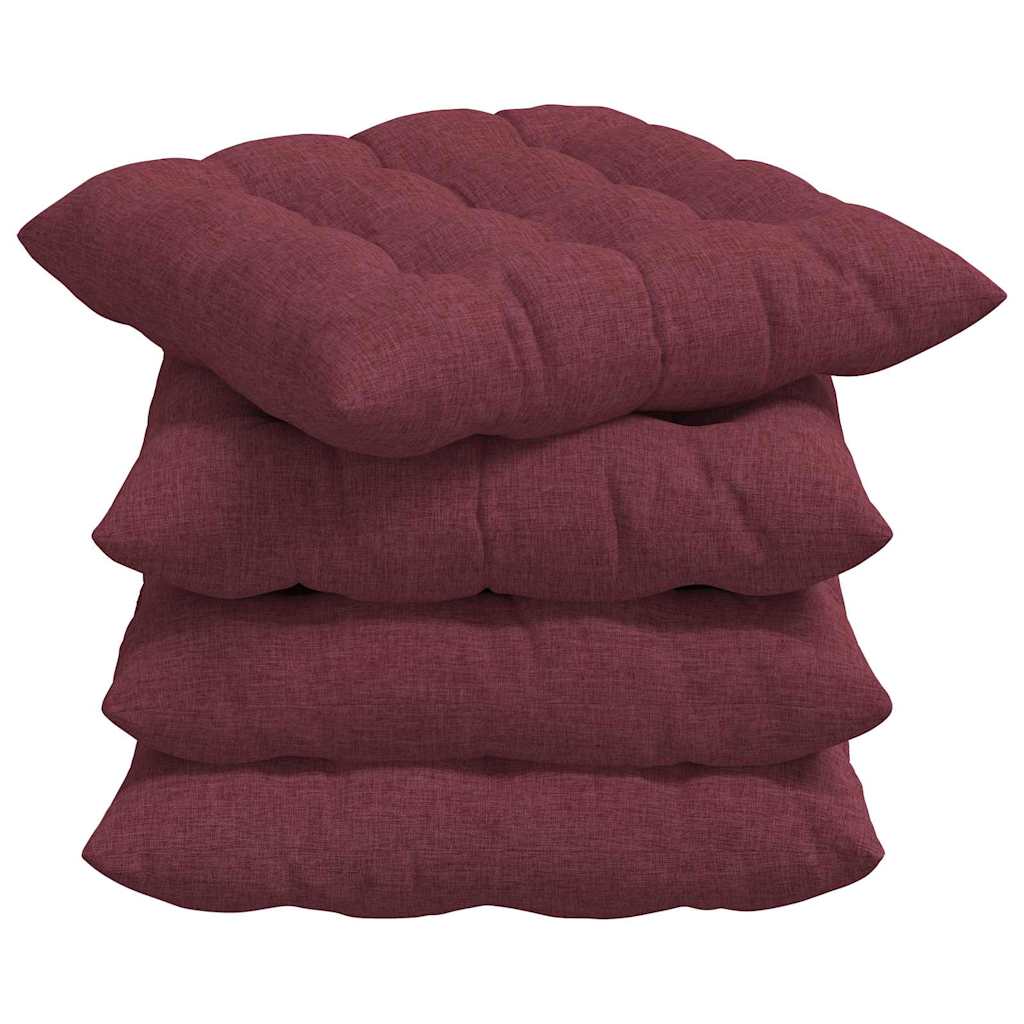 Cuscini da seduta VidaXL 4 pezzi tessuto rosso vino 40 x 40 x 6 cm