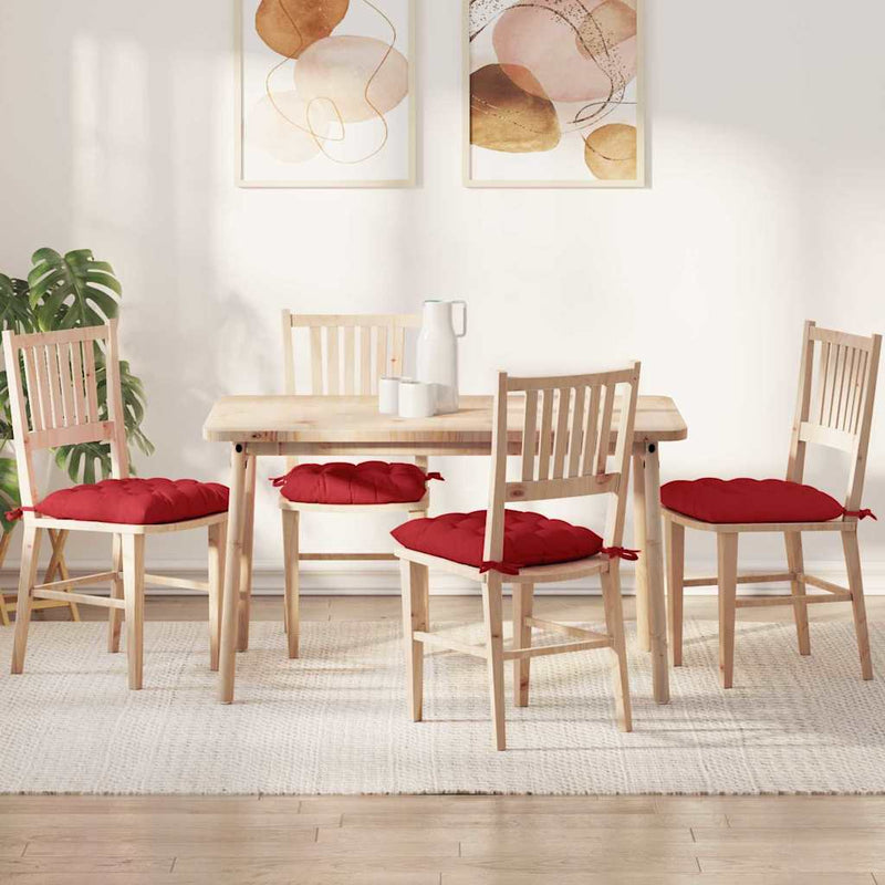 Cojines de asiento VidaXL 4 piezas rojo 40 x 40 x 6 cm tela