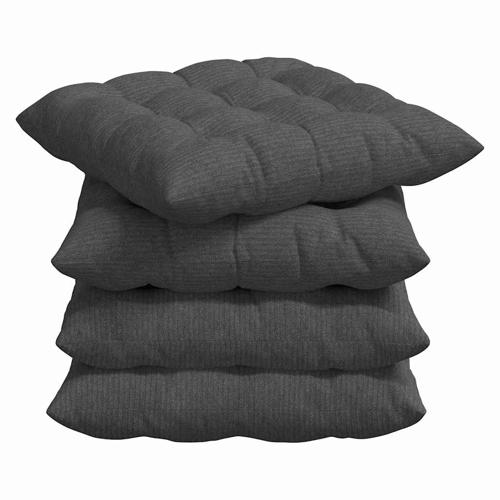 Cuscini per sedili Vidaxx 4 pezzi grigio scuro 40 x 40 x 6 cm in tessuto di cotone