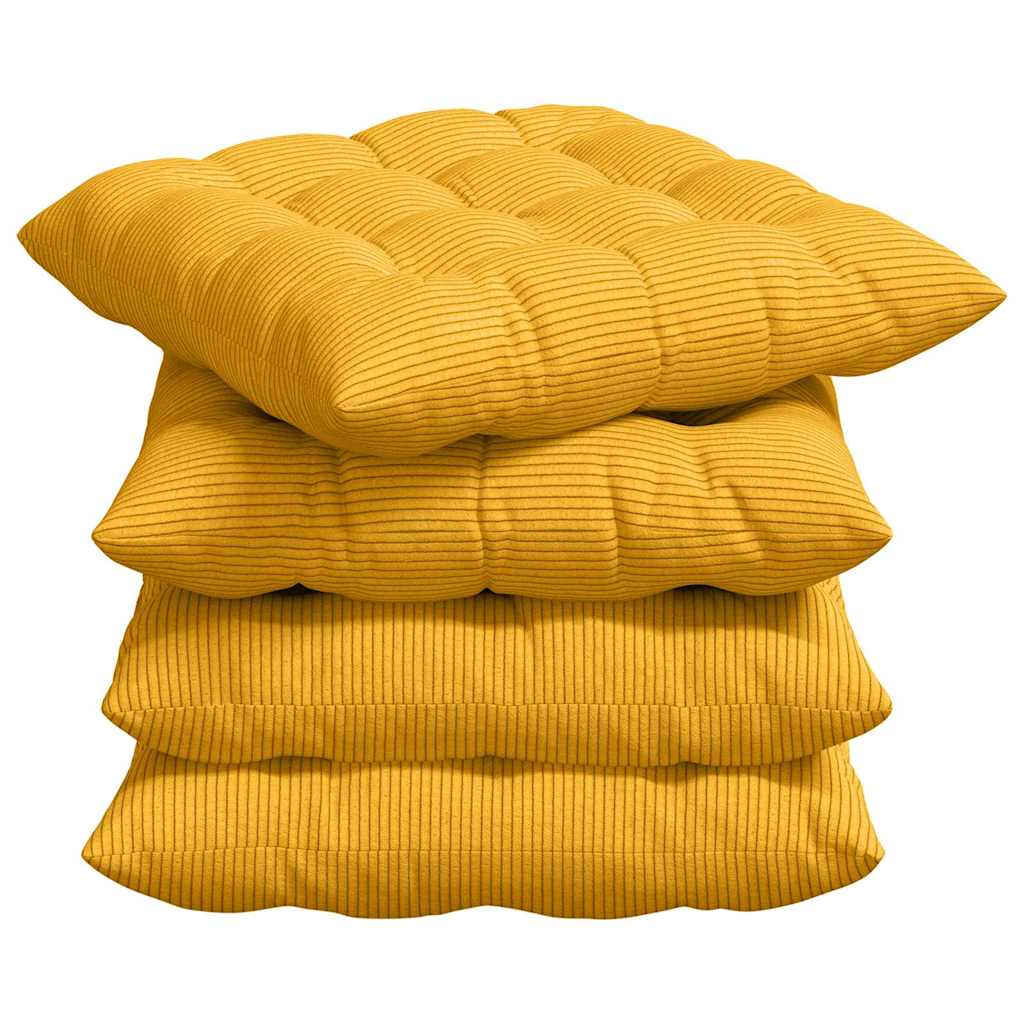 Cuscini da seduta VidaXL 4 pezzi giallo chiaro 40 x 40 x 6 cm in tessuto di cotone