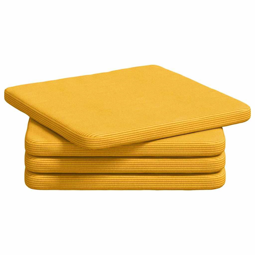Cuscini da seduta VidaXL 4 pezzi giallo chiaro 40 x 40 x 3 cm in tessuto di cotone