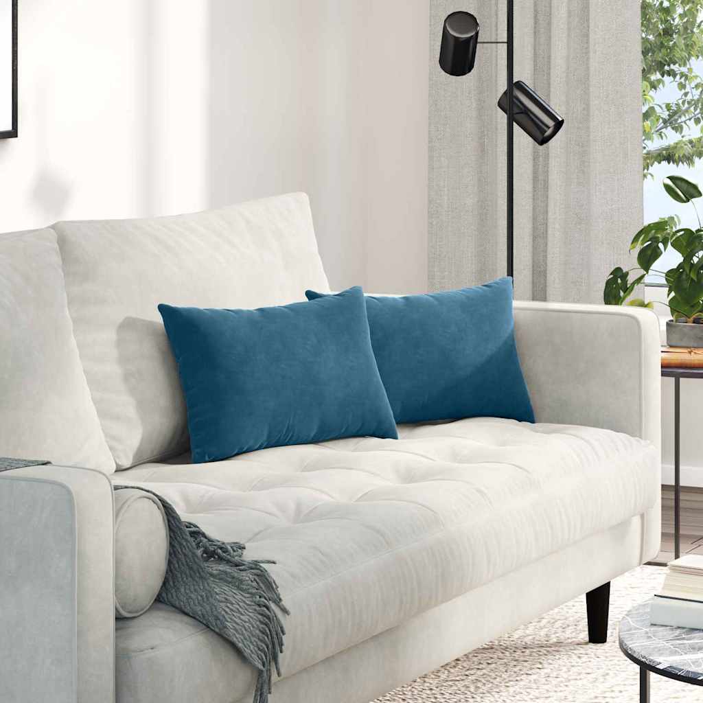 Cuscini per divano VidaXL 2 pezzi in tessuto a corda blu 50 x 30 cm