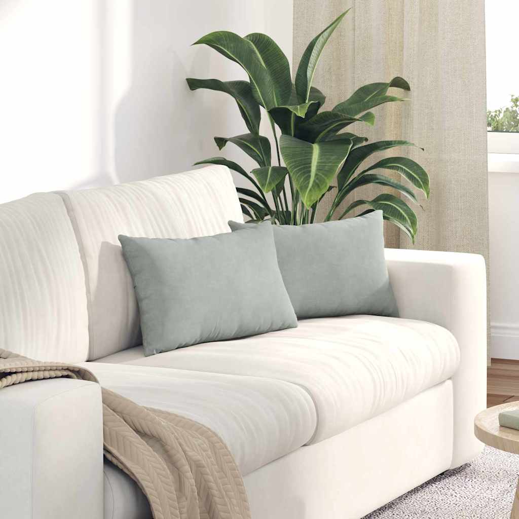 Cuscini per divano VidaXL 2 pezzi in tessuto a corda grigio chiaro 50 x 30 cm