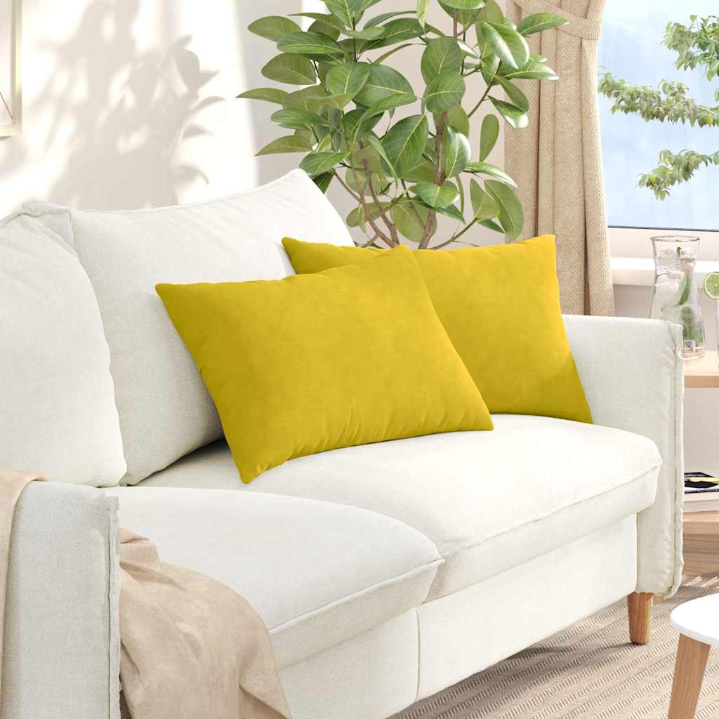 Cuscini per divano VidaXL 2 pezzi in tessuto a corda giallo 60 x 40 cm