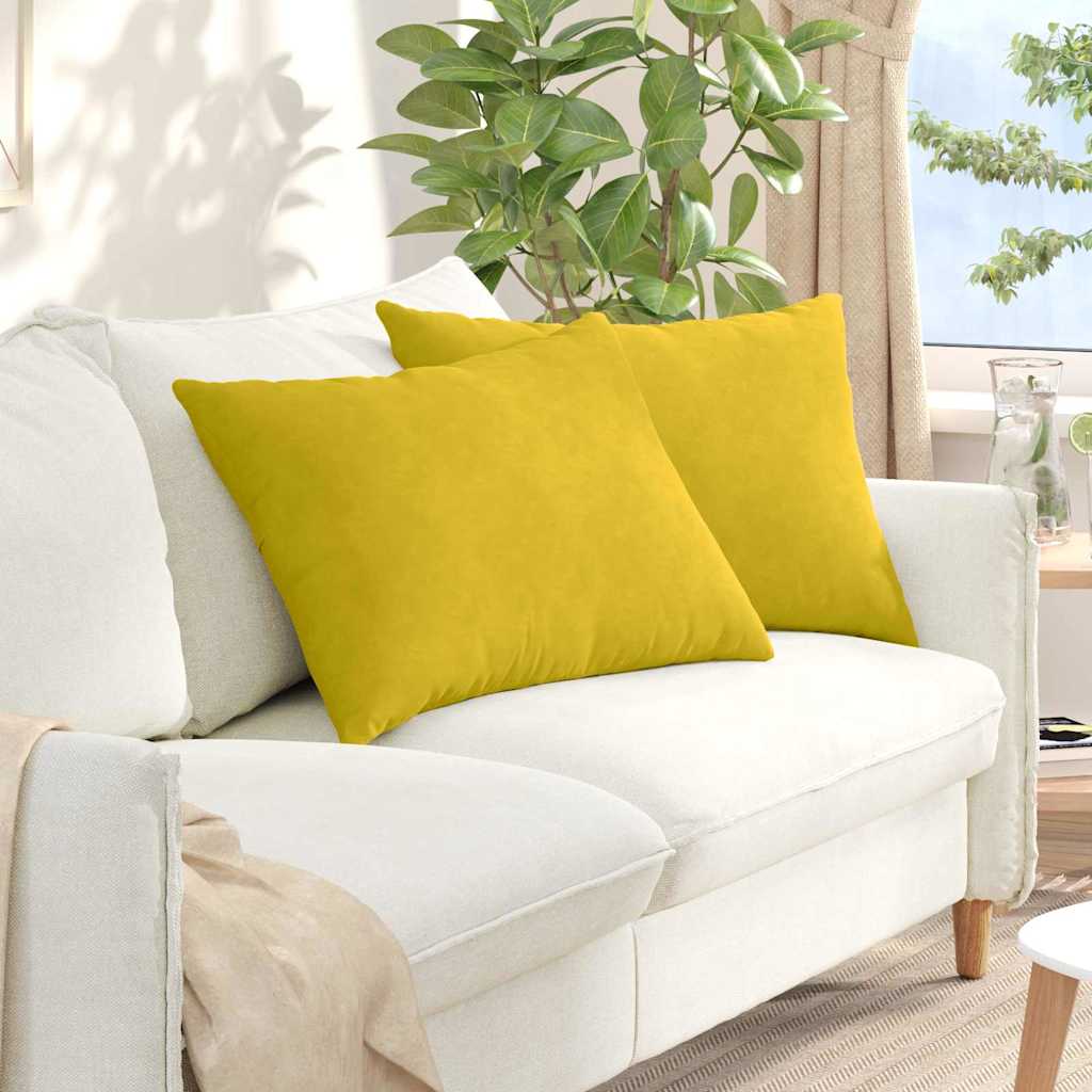 Cuscini per divano VidaXL 2 pezzi in tessuto a corda giallo 70 x 50 cm