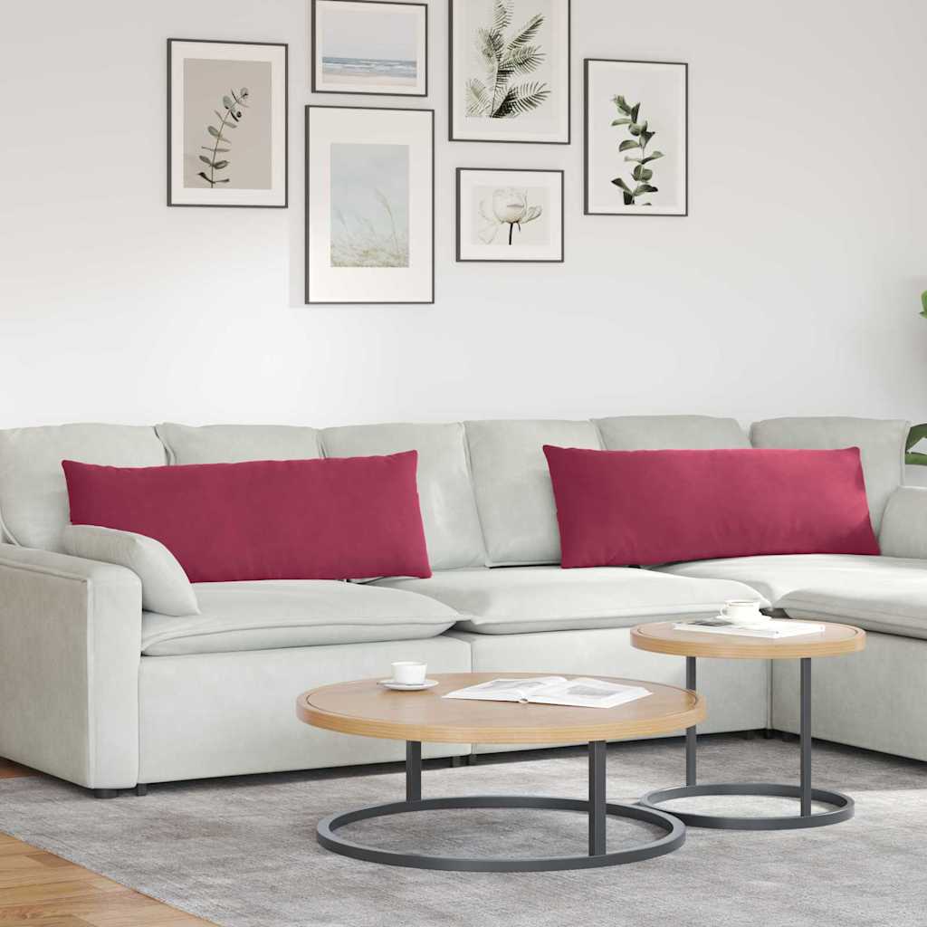 Cuscini per divano VidaXL, 2 pezzi, rosso vino, tessuto in corda 120 x 40 cm