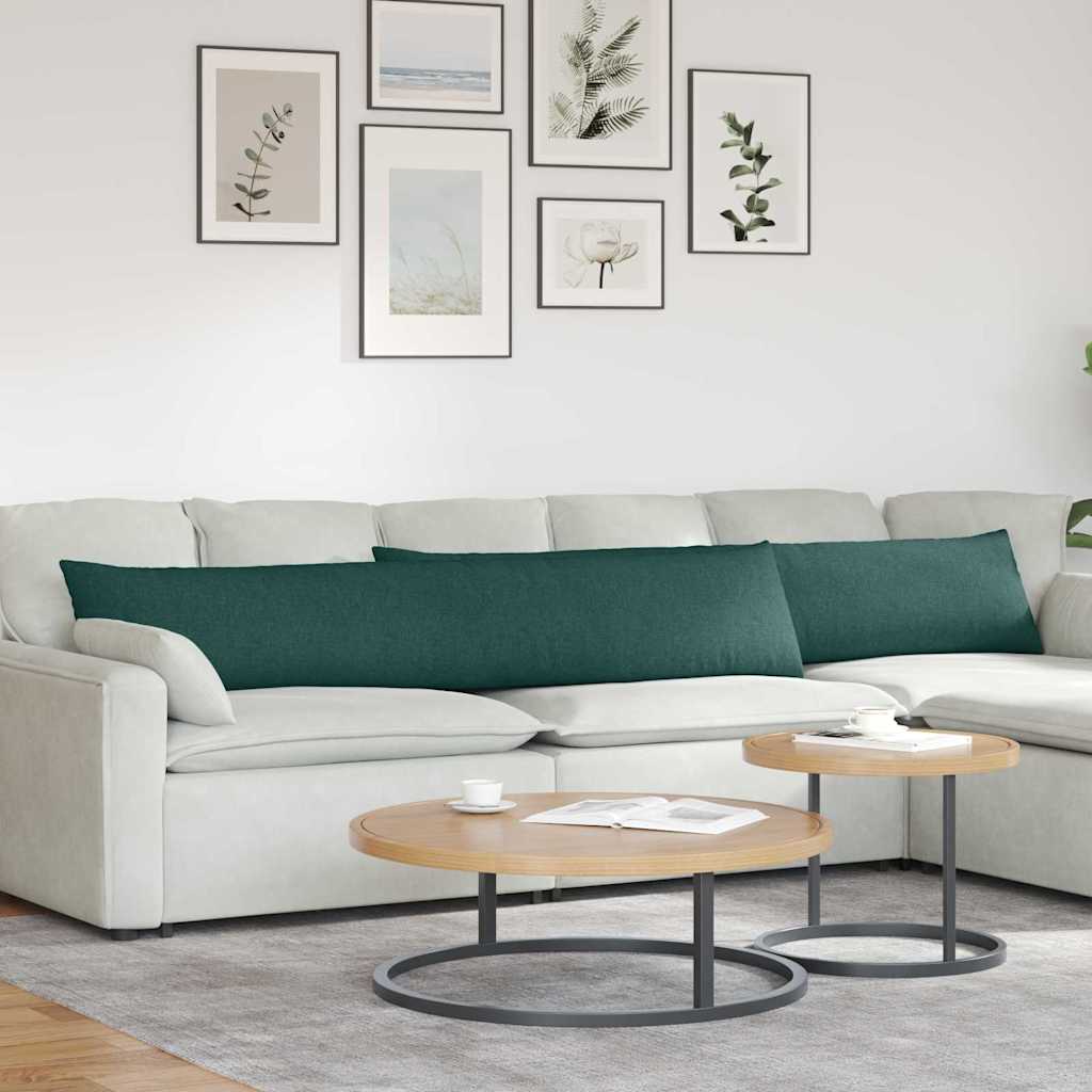 VidaXL cojines de sofá 2 piezas tela verde oscuro 200 x 40 cm