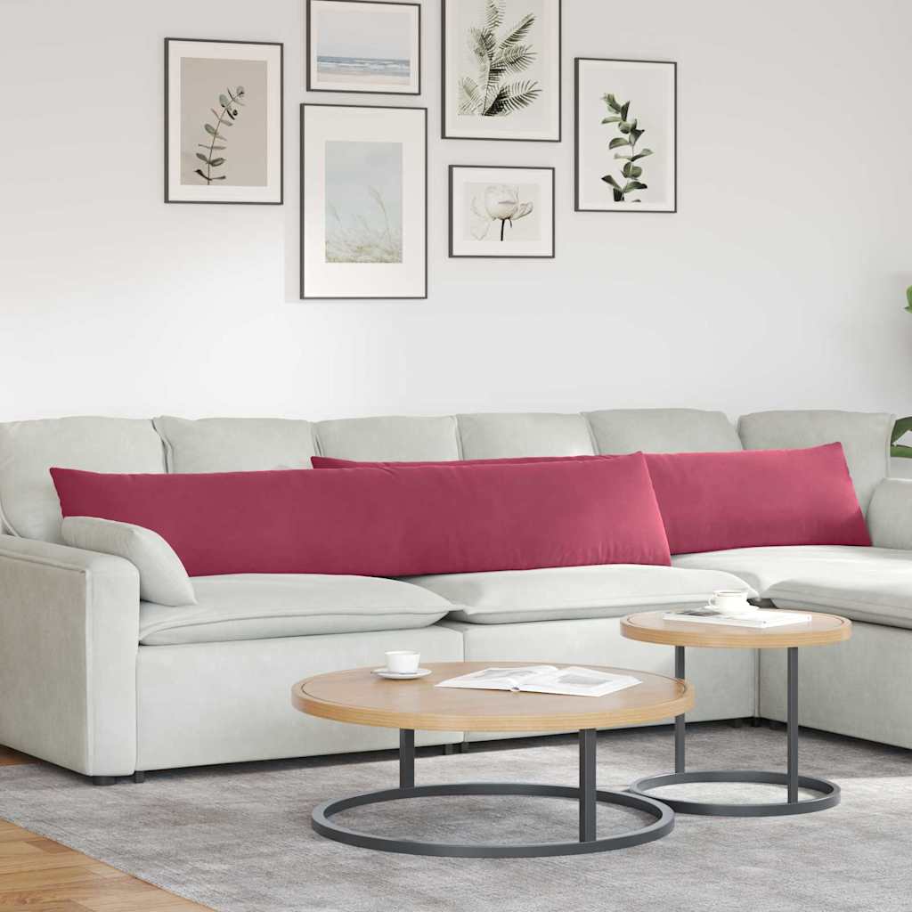 Cuscini per divano VidaXL, 2 pezzi, rosso vino, tessuto in corda 200 x 40 cm