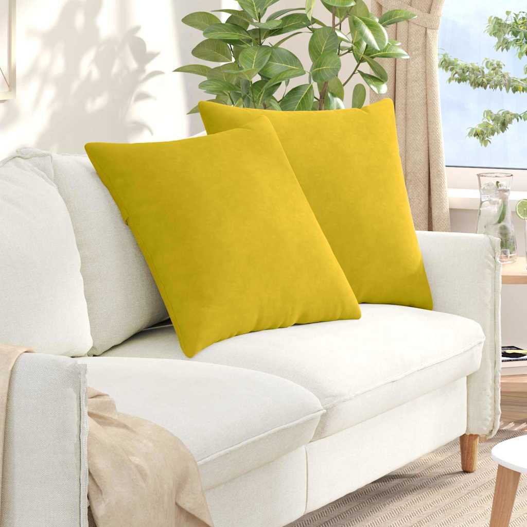 Cuscini per divano VidaXL 2 pezzi in tessuto a corda giallo 80 x 80 cm