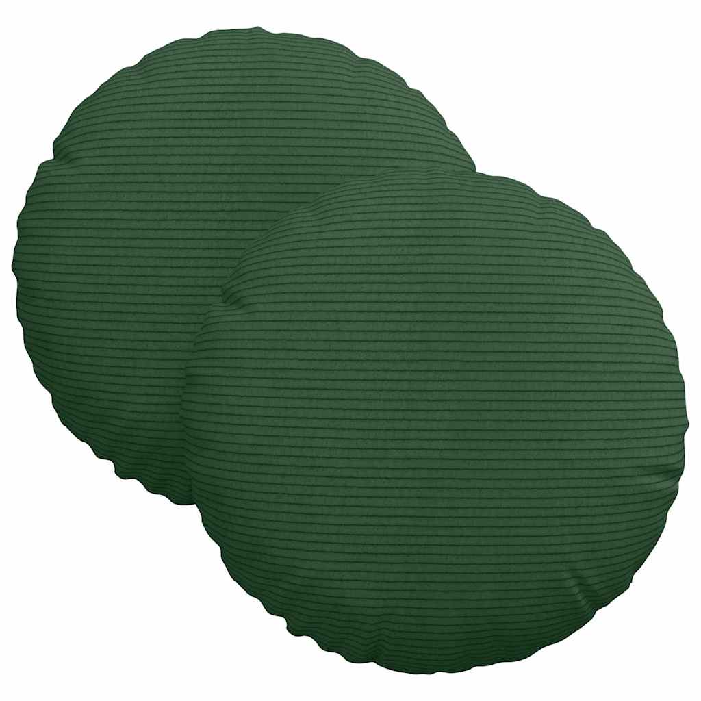 Cojines de asiento VidaXL 2 piezas tejido de algodón verde oscuro ø 30 cm