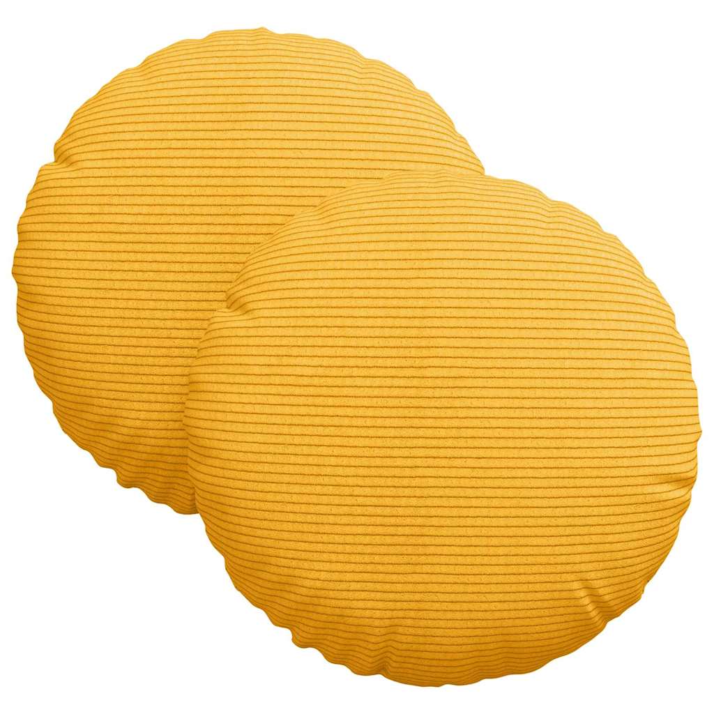 Cojines de asiento VidaXL 2 piezas tejido de algodón amarillo claro ø 30 cm