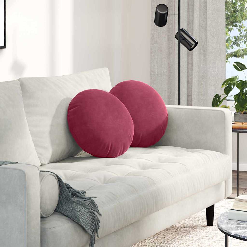 Cuscini da seduta Vidaxx 2 pezzi rosso vino ø 40 x 13 cm velluto