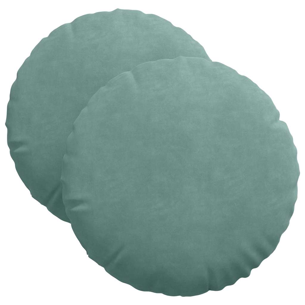Cuscini seduta Vidaxx 2 pezzi verde mare ø 40 x 13 cm velluto
