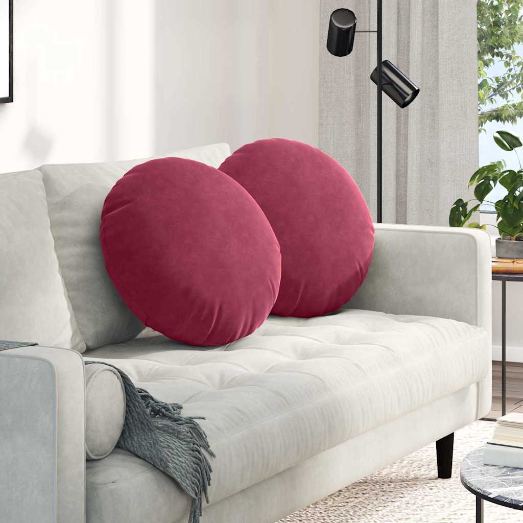 Cuscini da seduta Vidaxx 2 pezzi rosso vino ø 40 x 13 cm velluto