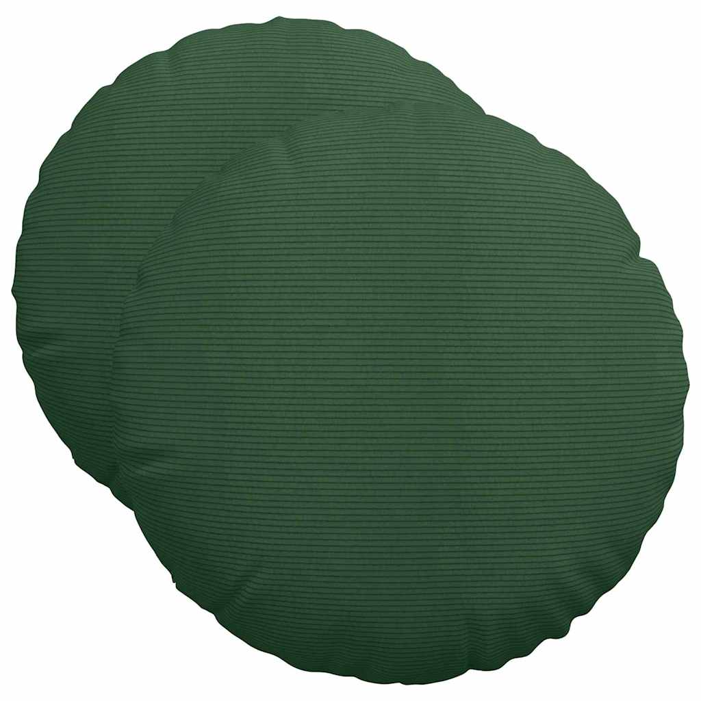 Cojines de asiento VidaXL 2 piezas tejido de algodón verde oscuro ø 50 cm